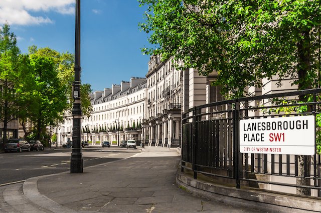 Image of traditional town houses at Belgravia district in London, England
